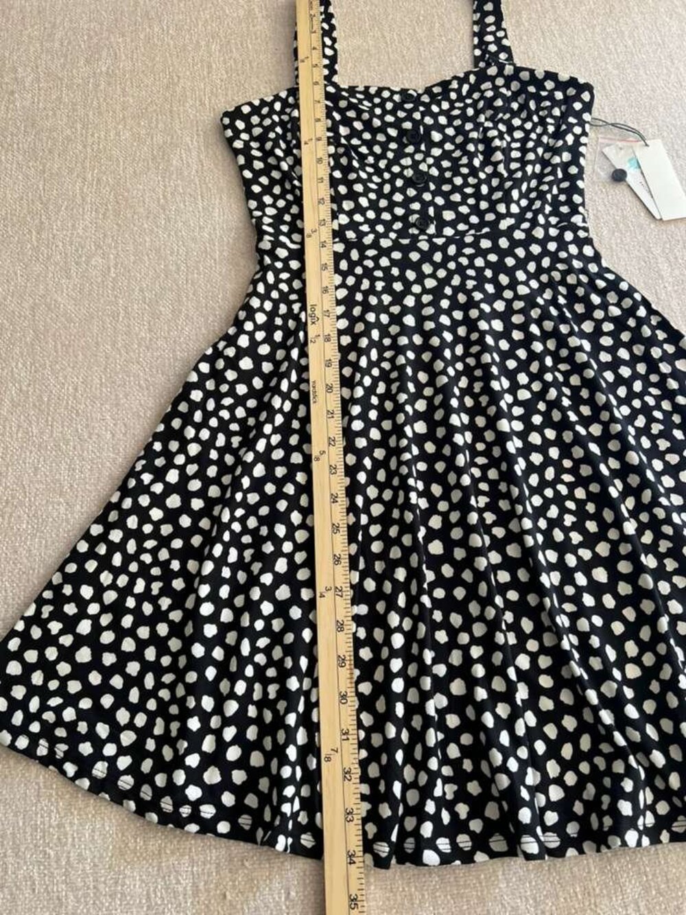 NWT Nine Britton Black White Polka Dot Fit & Flare Dress - Picture 5 of 7